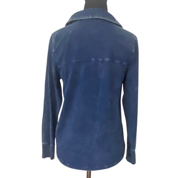 Soft‎ Surroundings Petite Denim Look Henley Top Blue Long Sleeve XS - Picture 2 of 7